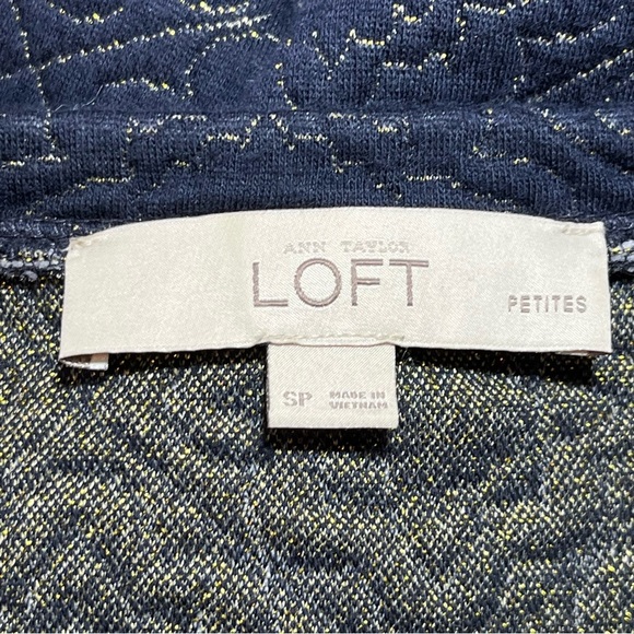 LOFT Petites 3/4 Sleeve Textured Sweater Women’s Size Small Petite Blue Metallic - Picture 4 of 10